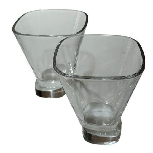 Set of Two‎ Semi Square Cocktail Dessert Martini Crystal Drinking Glass 7.5 Oz - Picture 2 of 16